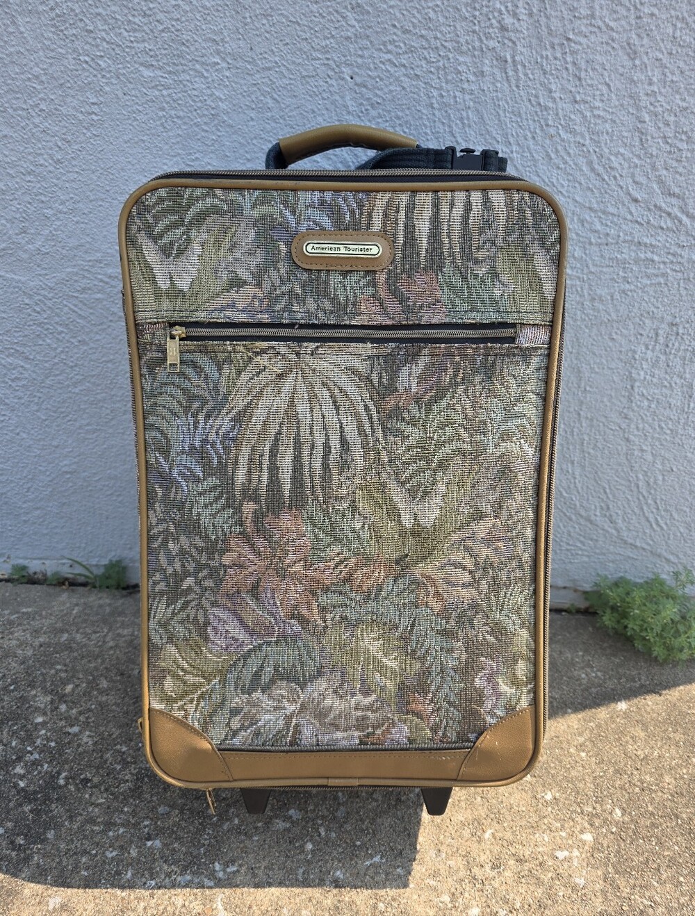 American Tourister Tan & Multicolor Floral Tapestry Carry-On